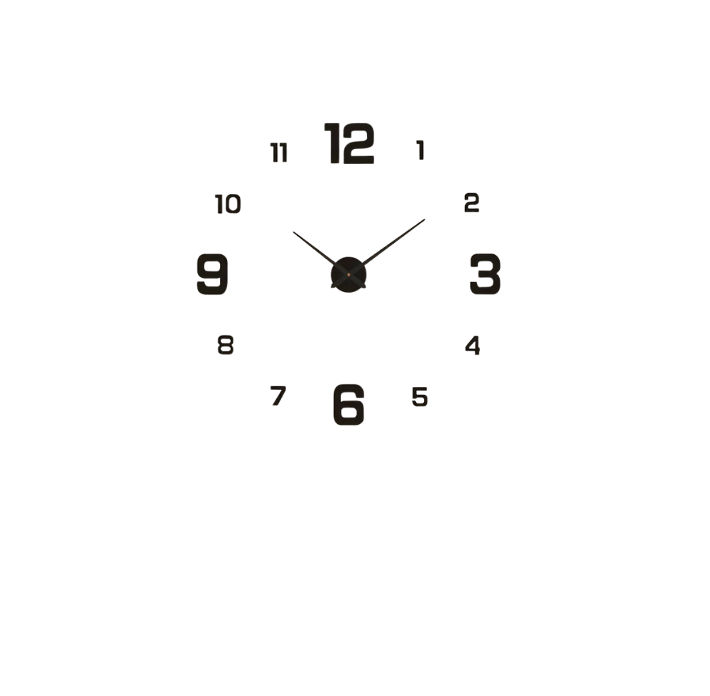 Modern 3D Wall Clock – Acrylic Sticker Design, Silent Movement (40cm Diameter)