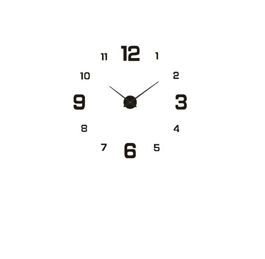 Modern 3D Wall Clock – Acrylic Sticker Design, Silent Movement (40cm Diameter)