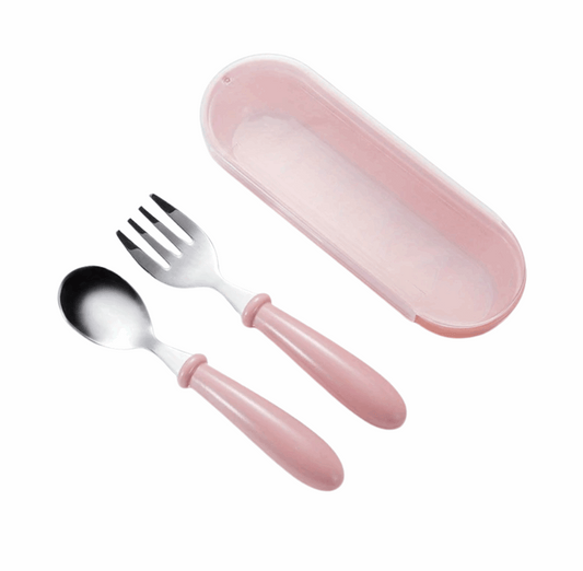 Kids Spoon & Fork Set with Case – BPA-Free, Travel-Friendly Cutlery (12M+)