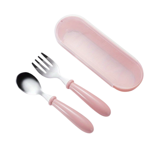 Kids Spoon & Fork Set with Case – BPA-Free, Travel-Friendly Cutlery (12M+)